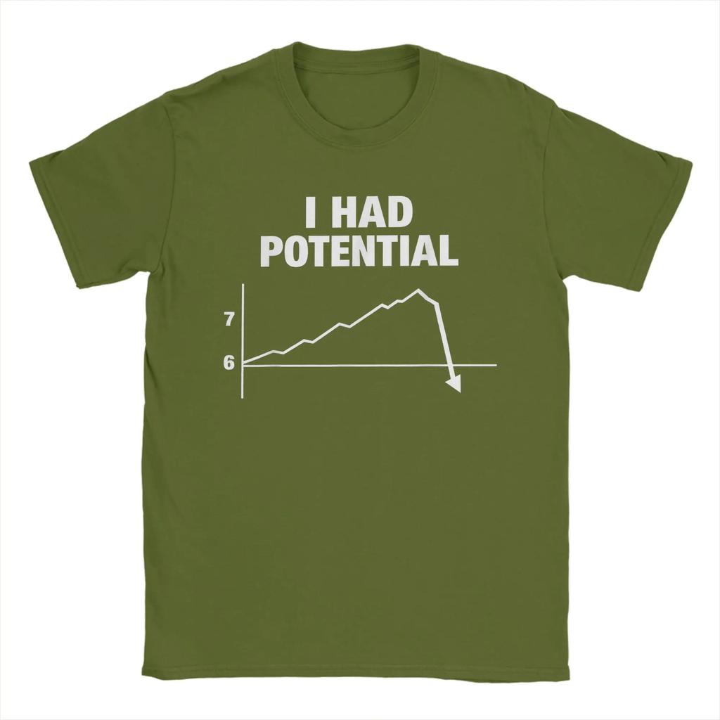 Funny Saying Six Seven I Had Potential Cotton T-Shirt For Men Beach Y2K Funny T-Shirts Popular Tees Oversized Pattern Clothes