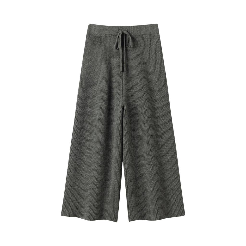 High-Waisted Ribbed Cashmere Pants - Warm and Elegant for Autumn/Winter
