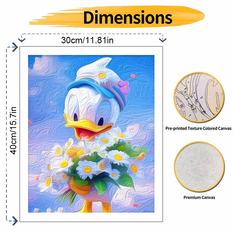 Disney Дональд Дак Цветок Раскраска по номерам Набор Рисование по номерам Холст DIY Картина Декор дома Картина Настенное искусство Декорация Подарок Набор для творчества