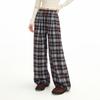 unifree Women's Plaid High-Waist Wide-Leg Casual Pants