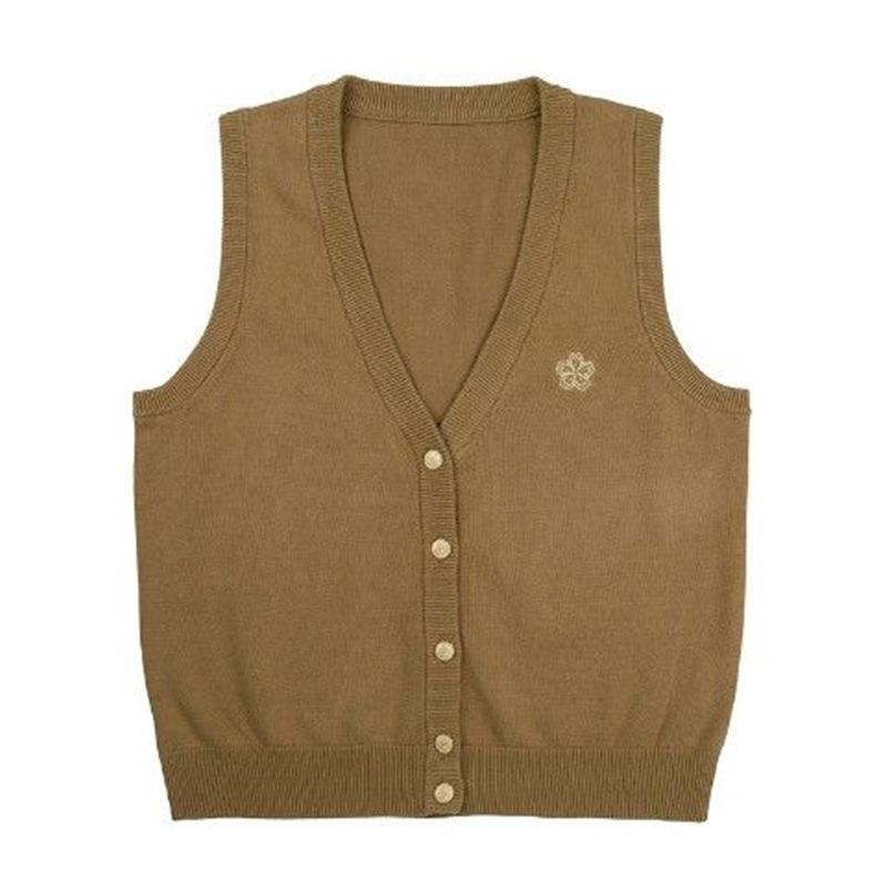 Оригинальный осенний вязаный кардиган-жилет Takinogawa Gakuen - Серый жилет-свитер на весну