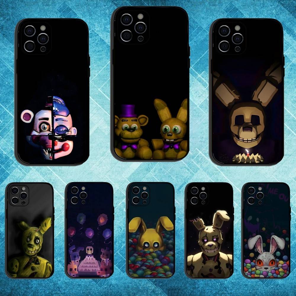 Чехол для телефона F-Fnaf Game для iPhone 17, 16, 15, 14, 13, 12, 11 Plus, Pro Max Мягкий черный чехол