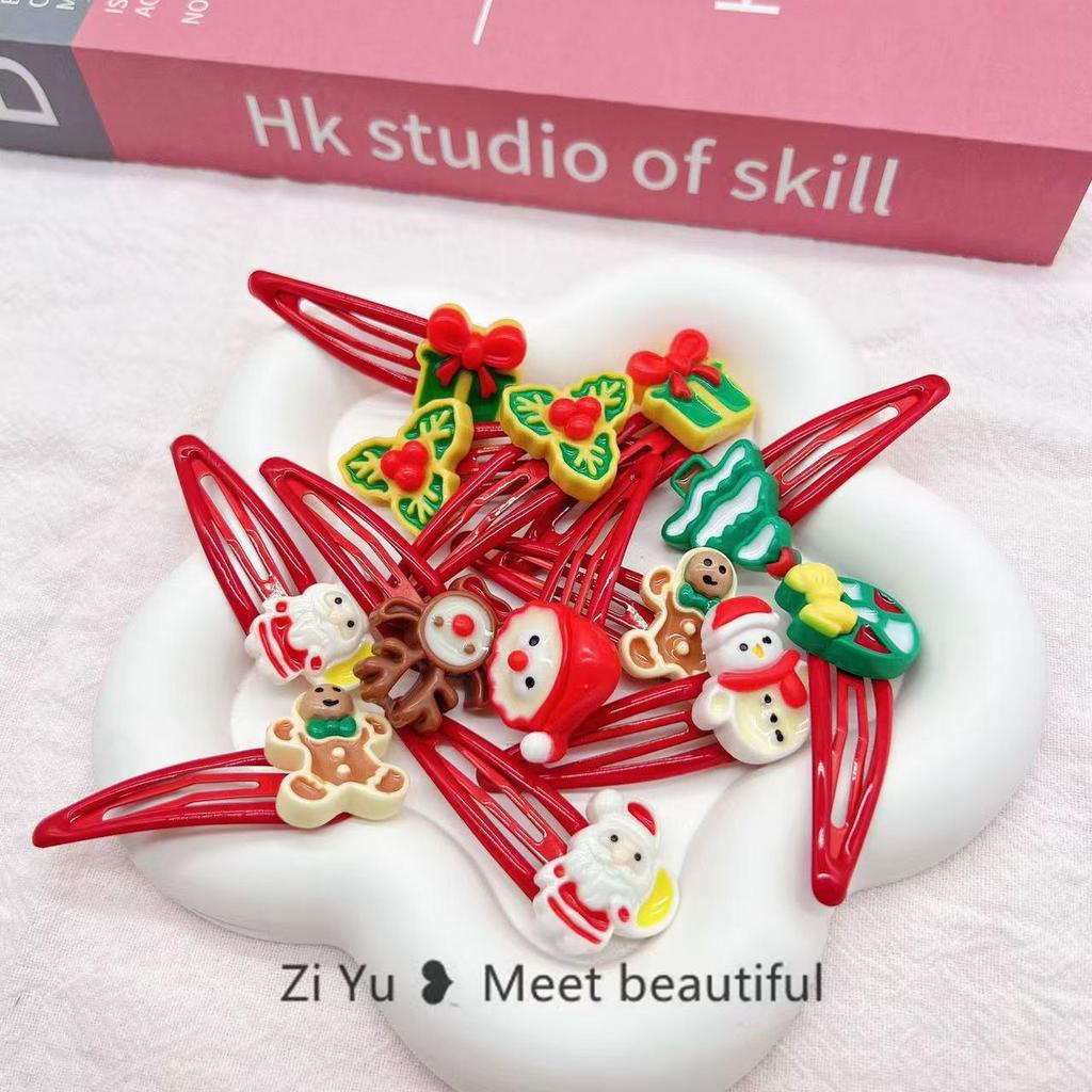 Adorable Christmas Hair Clips for Kids - Santa Cartoon Accessories, Festive Holiday Headdress