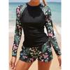 2025 Long Sleeve Surfing Swimsuit Print Swimwear Women Two Pieces Diving Clothes Beachwear Bathing Swimming Swim Suit