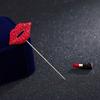 Rhinestone Charms Fashion Accessories Banquet Jewelry Red Lip Lipstick Brooch Badge Scarf Pin