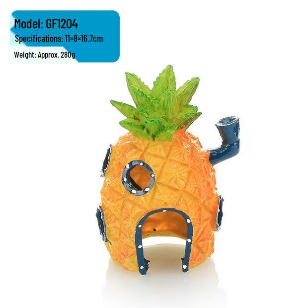 Набор декора для аквариума Губка Боб: Домик-ананас и укрытия для аквариума