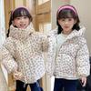Winter Girls' Floral Hooded Down Cotton Jacket Thicken Cotton-padded Children Warm Floral Hooded Plush Outwear Coat Baby Kids Jacket