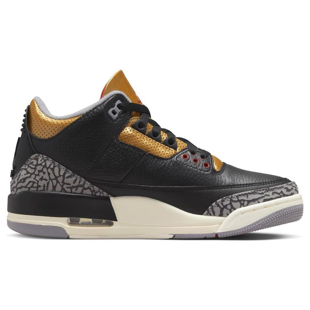 New JORDAN 3 Retro Black Cement Gold Women's CK9246-067