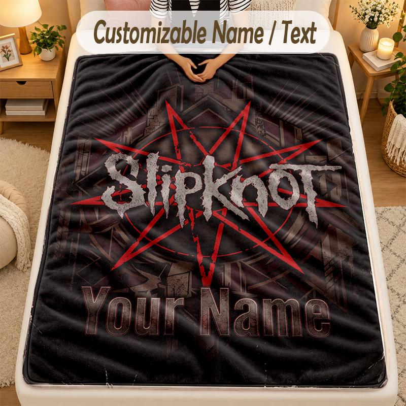 Фланелевое одеялоSlipknot Имя Текст Персонализированное Мягкое Теплое Плед Декор Дома Подарок