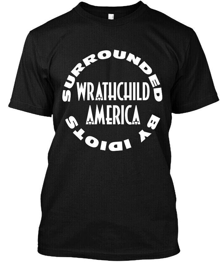 Ограниченный NWT! Wrathchild America В окружении идиотов Американский логотип Футболка S-5XL Унисекс Футболка