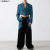 2 предмета Мужские костюмы Блейзер с длинным рукавом и укороченный блейзер и длинные брюки Повседневные комплекты