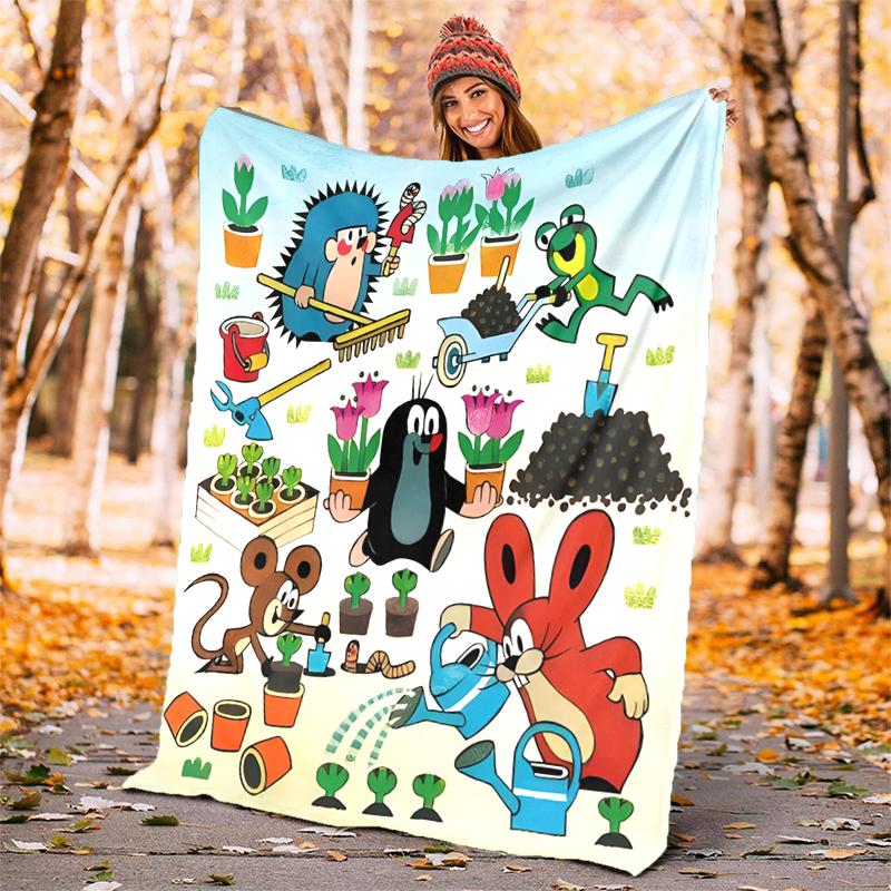 KRTECEK Flannel Blanket Soft Warm All-Season Throw, Design for Camping, Car Travel, Hiking Sofa, Bed, Office Perfect Gift for Parties