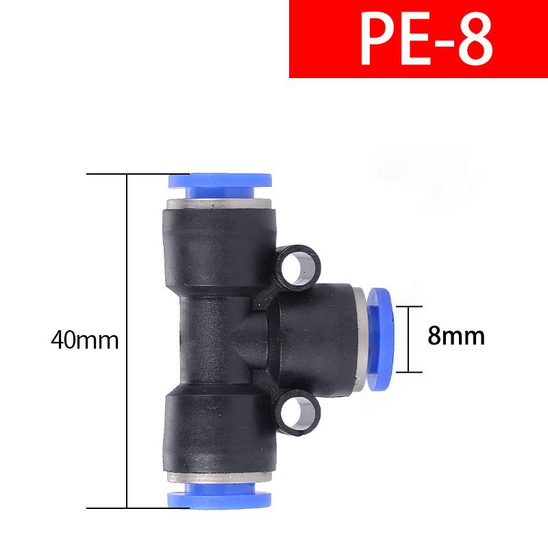 PE Air Connectors 4mm 6mm 8mm 10 12MM Pneumatic Fitting Quick Connect Slip Lock Tee 3Way Plastic Pipe Water Hose Tube Connector