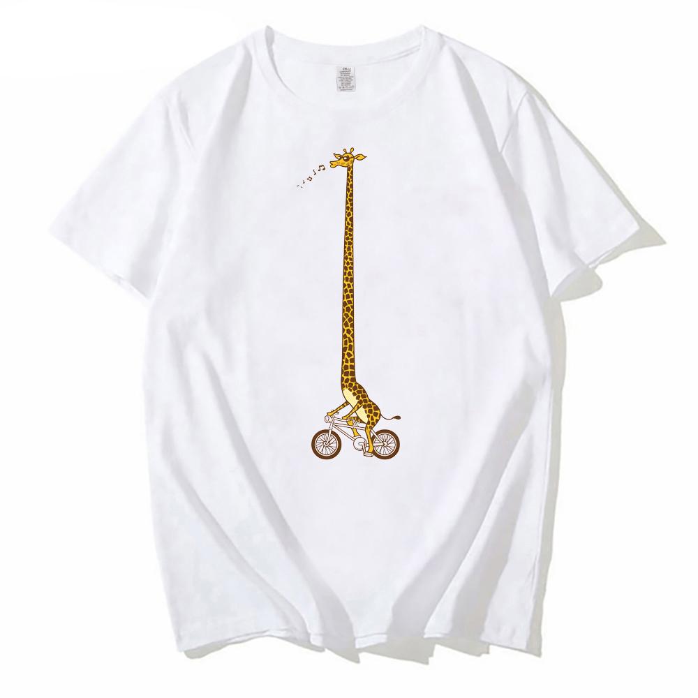 Funny Womens Tshirt Giraffe Riding Classic Tshirt Long Giraffe Riding Print Tshirt Womens Street Top Graphic T Shirts Y2K