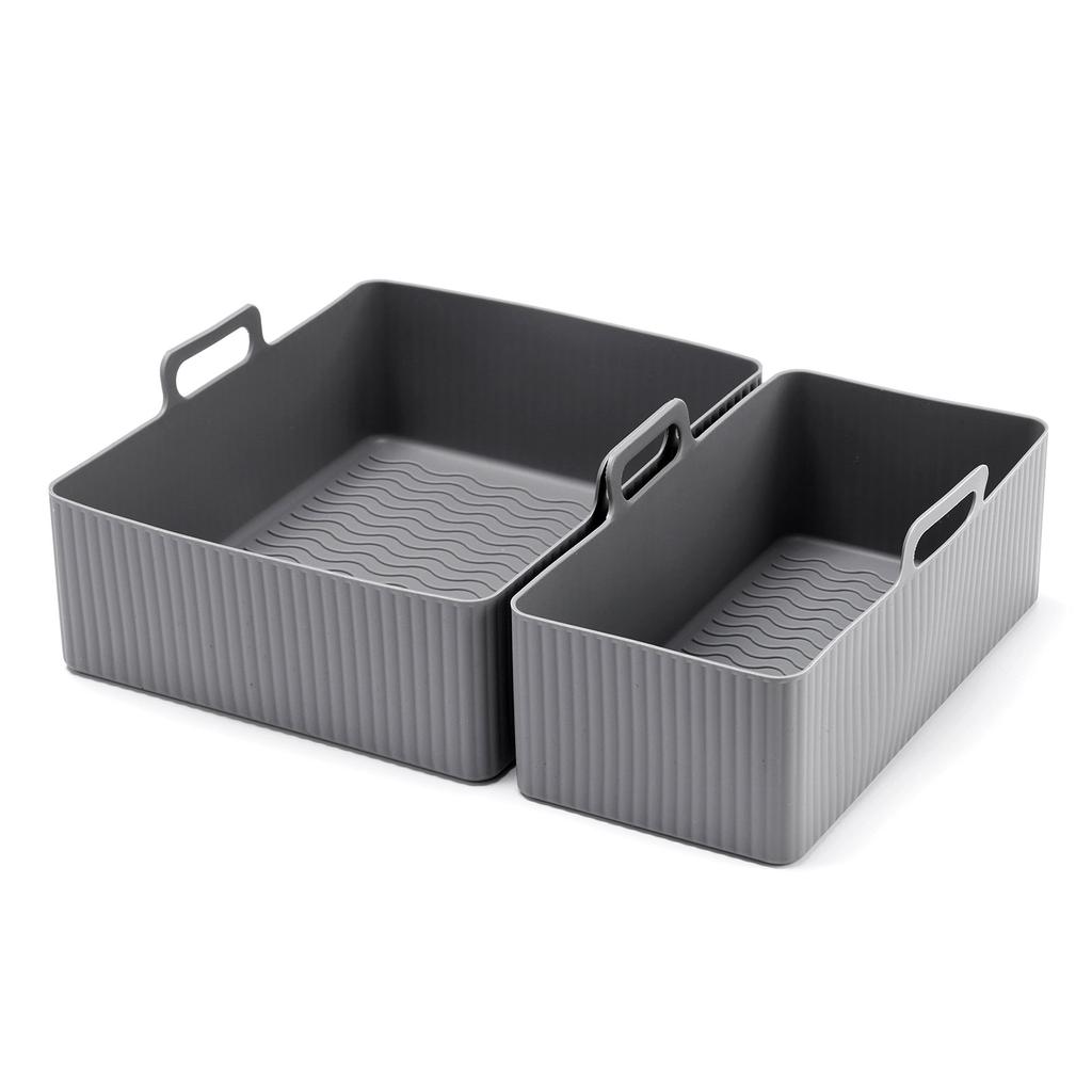 2PCS Air Fryer Silicone Tray Dish Rectangular Reusable Silicone Liners Basket Baking Pan Oven Pot Plate Air Fryer Accessories