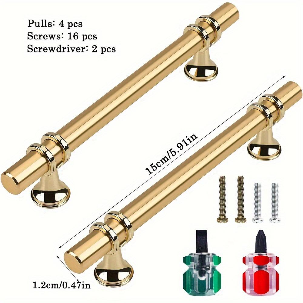 4 шт. ручки для шкафов цвета шампанского, золота, кухонная фурнитура из нержавеющей стали с винтами и отвертками