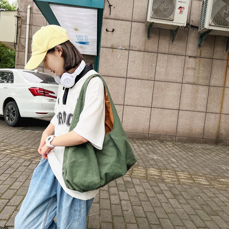 Designer Women Canvas Totes Handbags Large Capacity Women's Messenger Crossbody Bag Solid Color Shoulder Bags for Girls