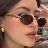 Овальные Солнцезащитные Очки Маленькой Оправы для Женщин Мужчин Винтажные Солнцезащитные Очки Дизайнерские Очки Роскошного Бренда Панк Популярные Металлические Очки Uv400