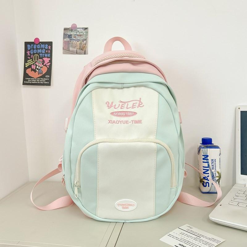 Schoolbag High-value schoolbag Female college student Korean version Fashion contrasting color Junior high school backpack Large capacity High school