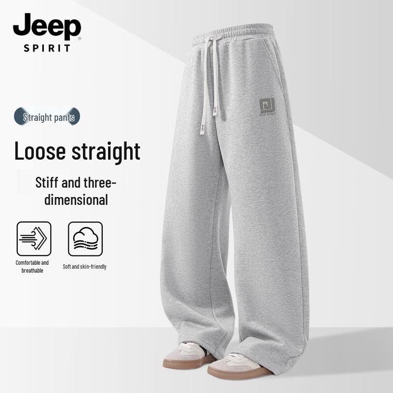 JEEP SPIRIT Men's 2025 Spring/Autumn Loose Fit Straight-Leg Casual Sport Pants