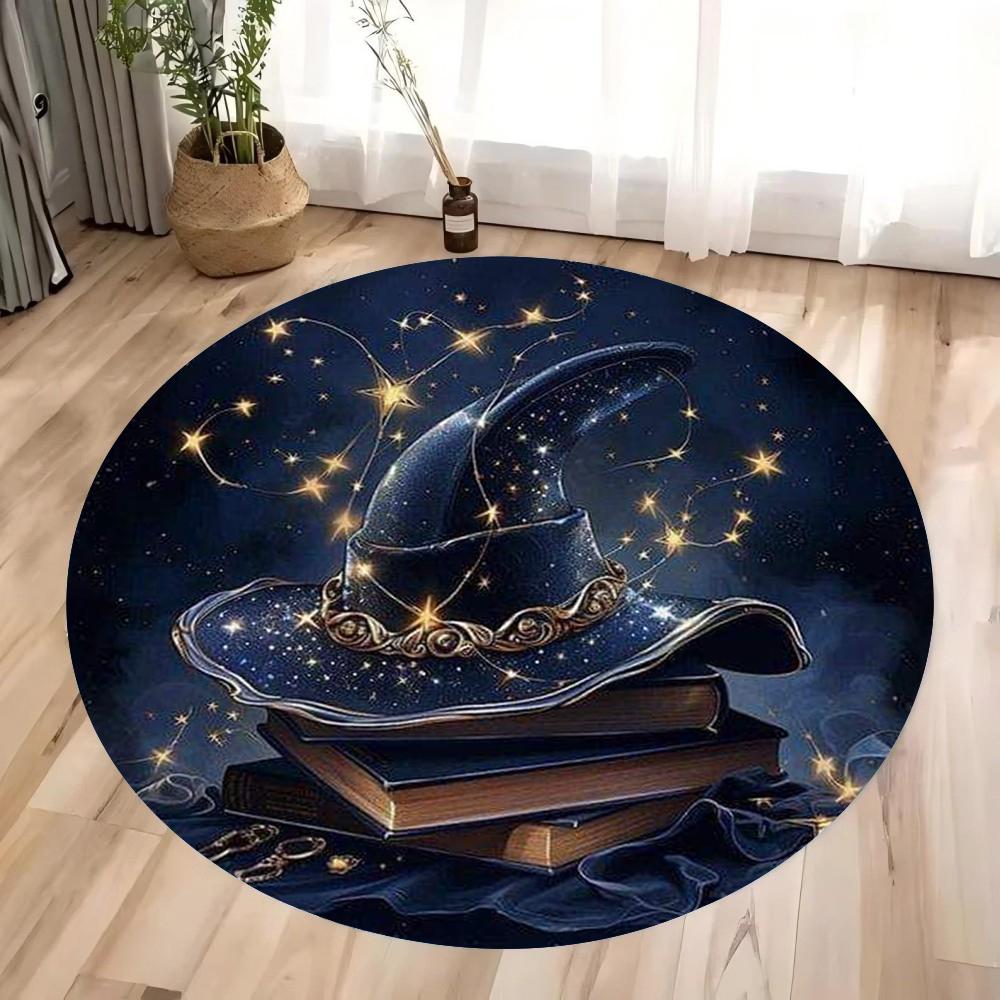 Волшебная шляпа и старинная древняя книга круглый ковер спальня гостиная противоскользящий коврик для пола украшение дома студия йоги