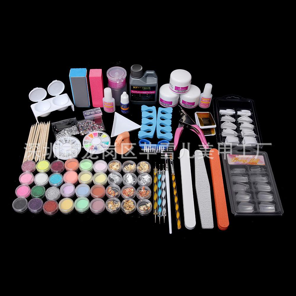 42 Pcs Nail Extension Kit Acrylic Powder Liquid UV Gel Nail Art Tools Manicure Set for Beginners Salon