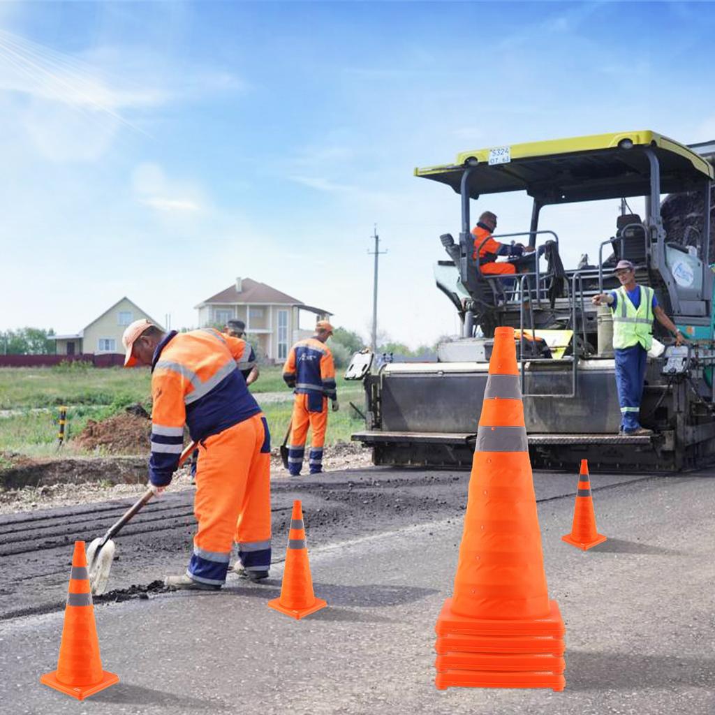 VEVOR Safety Cones, 4 Pack 28 inch Collapsible Traffic Cones, Construction Cones with Reflective Collars, Wide Base and A Storage Bag