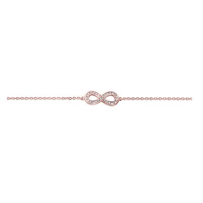 [Newbling] Браслет Бесконечность с Цирконием, Покрытие Розовым Золотом