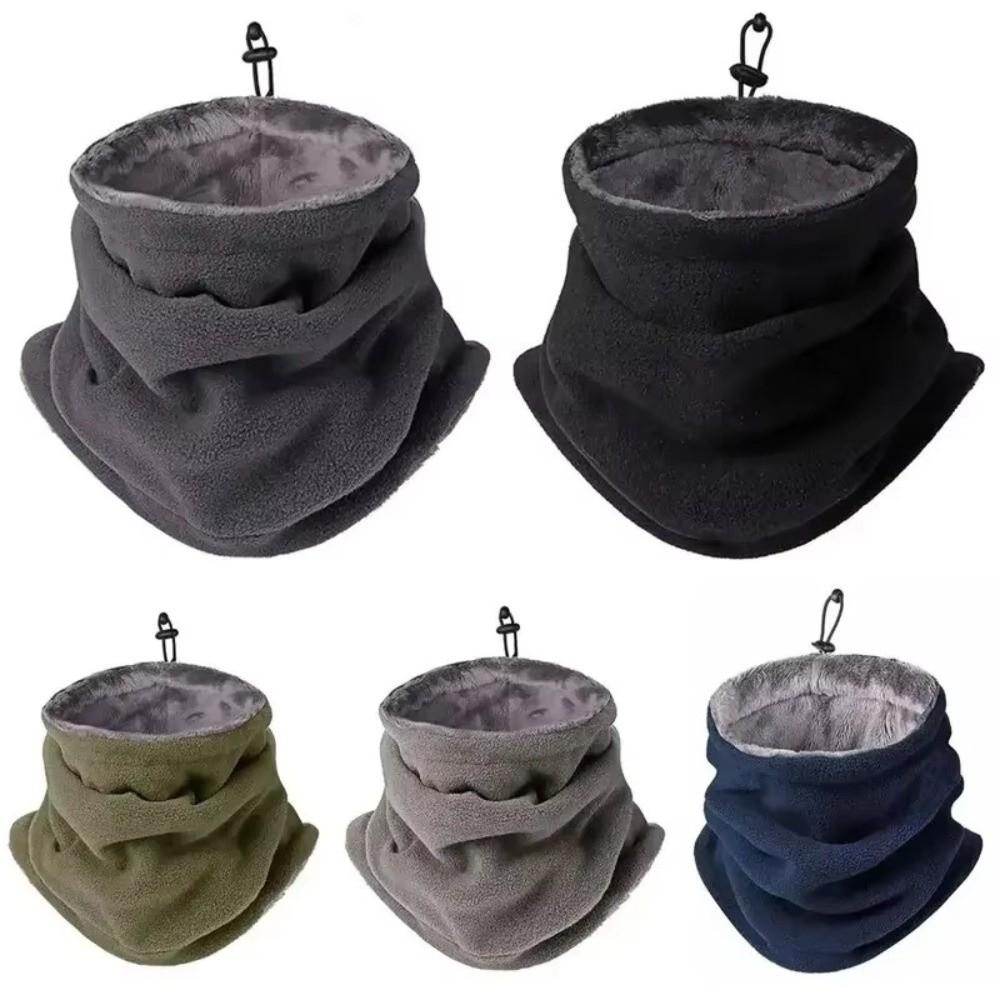 Thickened Drawstring Neck Scarf Polar Fleece Neck Warmer Unisex Face Cover Winter