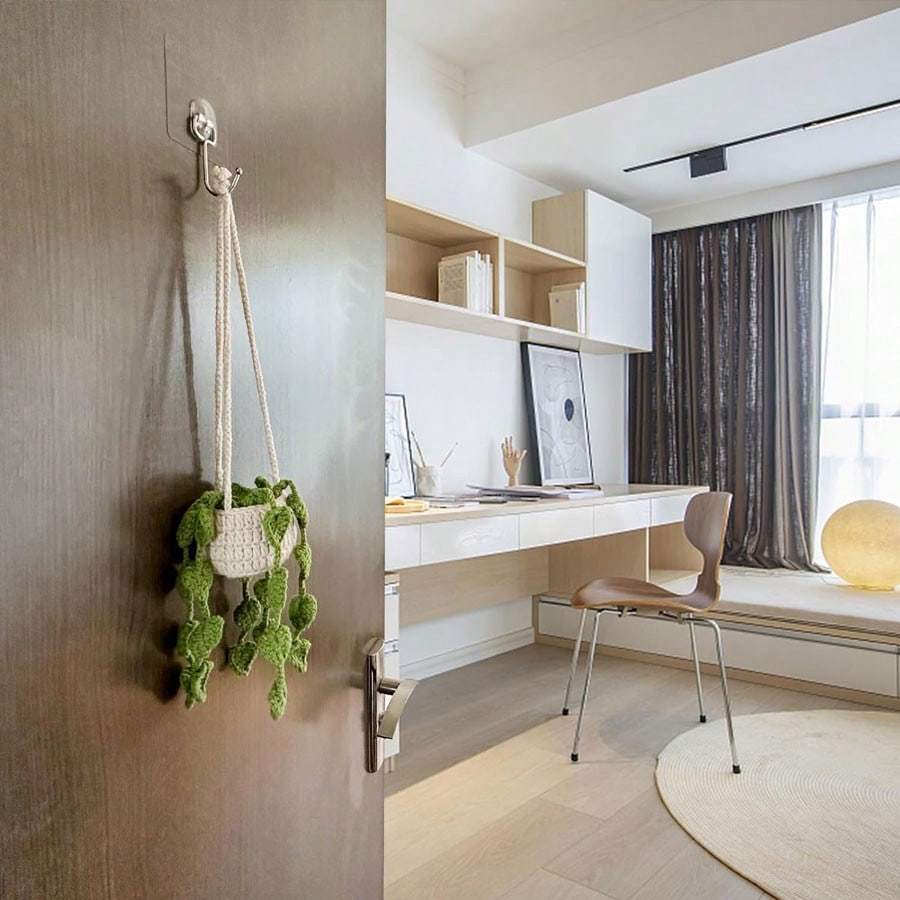 Подвесное кашпо ручной работы, связанное крючком, для украшения дома и автомобиля, с милой подвесной корзиной для горшечных растений, идеально для гостиной и декора автомобиля