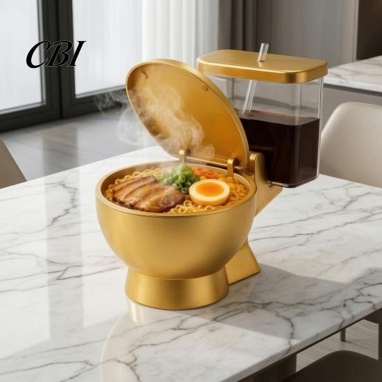 Novelty Gift for Students Toilet Ramen Bowl with Drink Cup And Straw, Creative Food Home Game Night Decor Bowl, Large Capacity Lightweight Container
