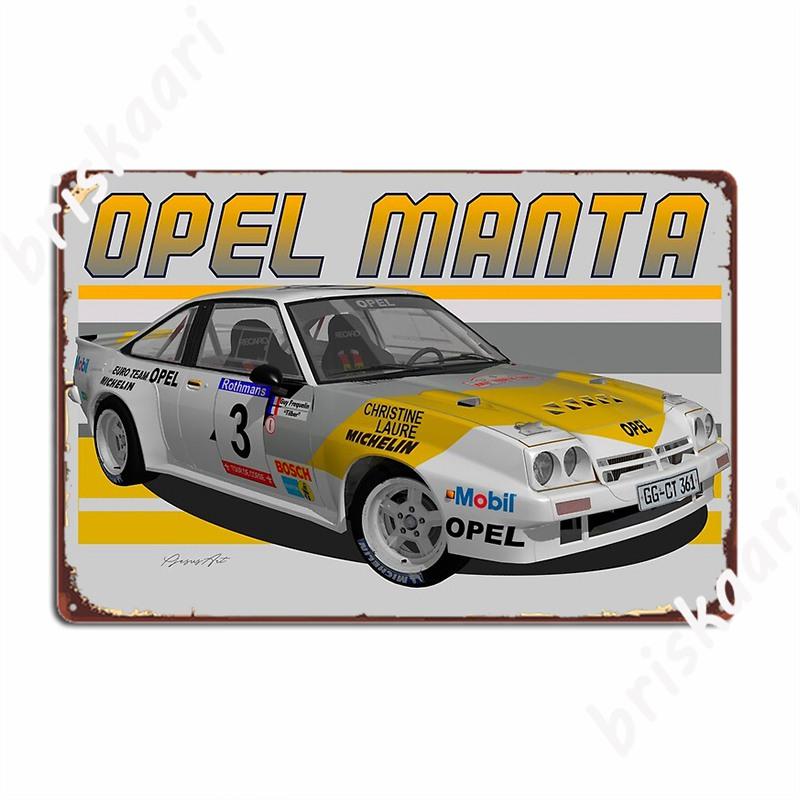 Opel Manta 400 Группа B Euroteam Металлическая табличка Ретро Настенная табличка Вечеринка Паб Жестяная табличка Плакаты