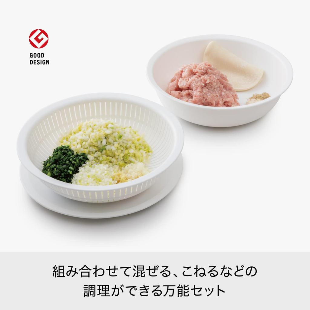 Like-it Colander & Bowl, Microwave-Safe, Gray, Shallow, Made in Japan, Can Drain Water, Heat-Resistant, Plastic, Can Also Be Used to Rinse Rice