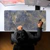 Large Size Deskmat XXL Deep Blue Marble With Golden Veins Mousepad Overlocked Edge Non‑Slip Rubber Gamer Keyboard Desk Mats