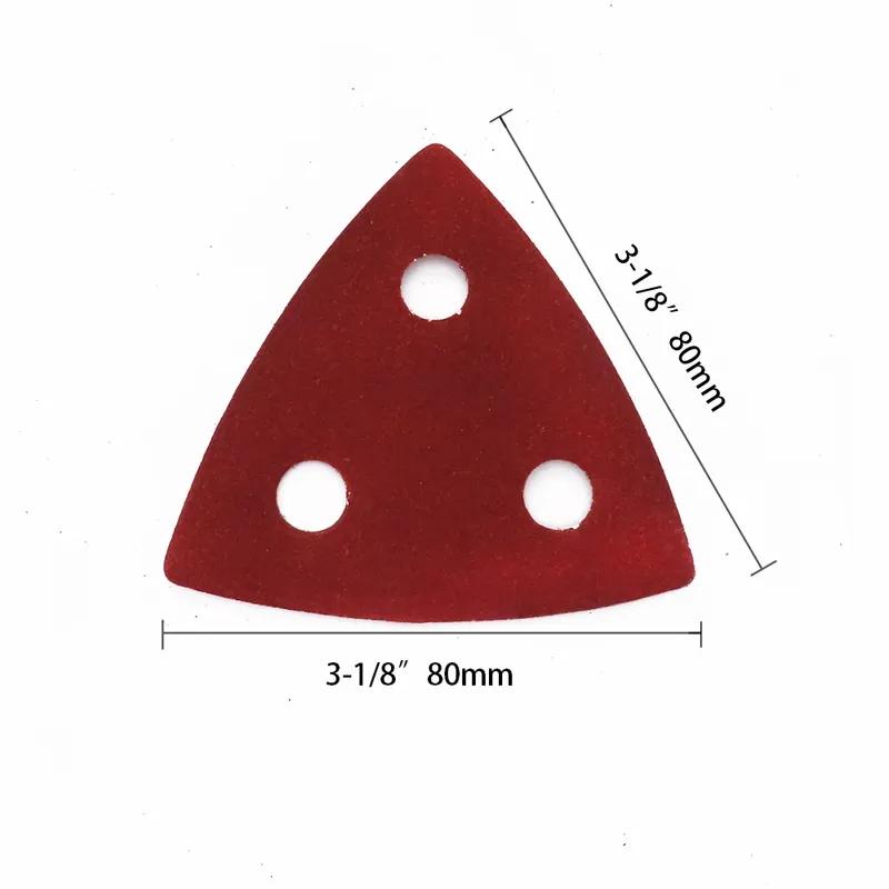 100pcs 80 mm Triangular Sandpaper 3 Holes Hook&Loop Triangle Sanding Discs Fit Oscillating Multi Tool Sanding Pad 60-400 Grit