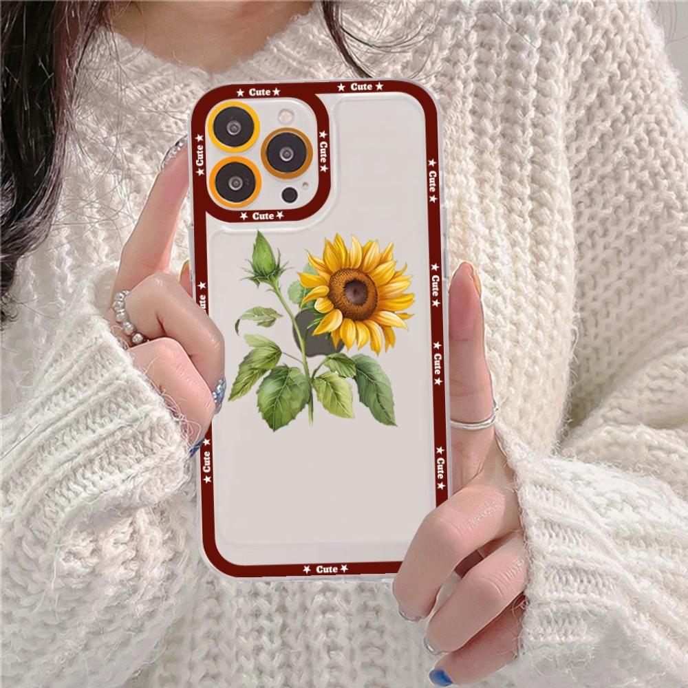 Красивый чехол для телефона с цветком подсолнуха для iPhone 16 15 14 13 12 11 Pro Max XS X XR Mini Защитная крышка