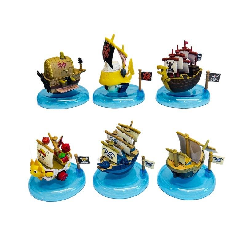 New 8 Pirate Ship Straw Hat Road Plum Blossom Anime Good News Sun Blackbeard Model Ornament Twisted Doll Acg Toy Gift