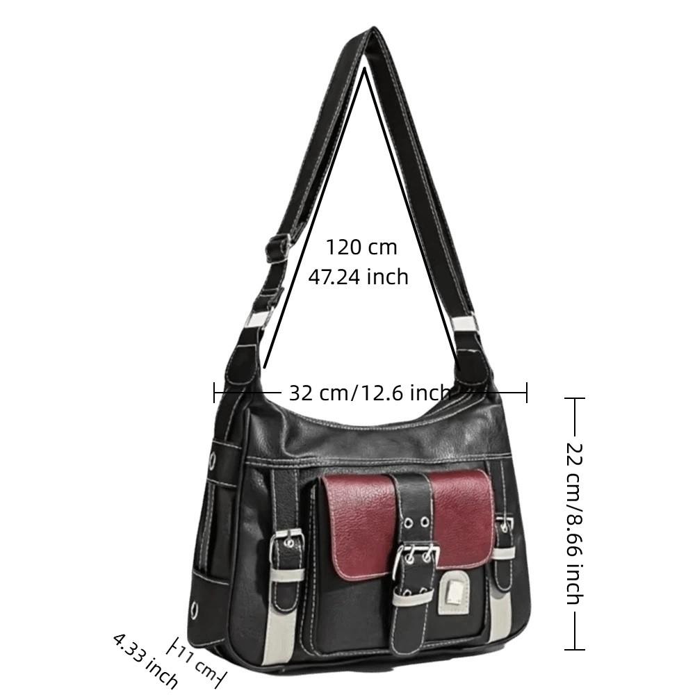 Vintage PU Leather Crossbody Bag Large Capacity Messenger Bag Y2K Tote Bag Traveling
