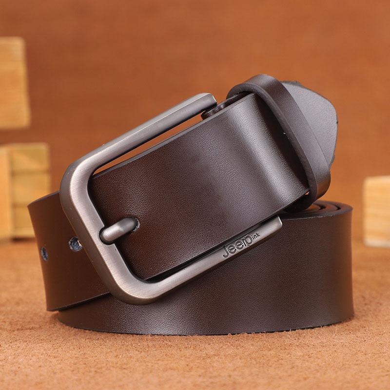 Jeerpink Men'S Leather Pin Buckle, Two-Layer Cowhide Casual Antique Young And Middle-Aged Belt Multi-Colored Belt
