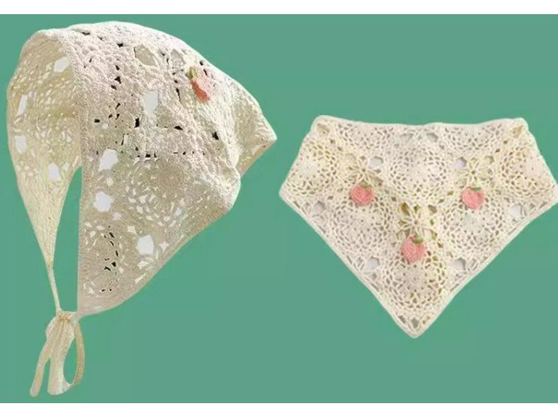 Весенне-осенний корейский треугольный шарф и повязка для волос крючком - милый цветочный стиль для женщин и девочек