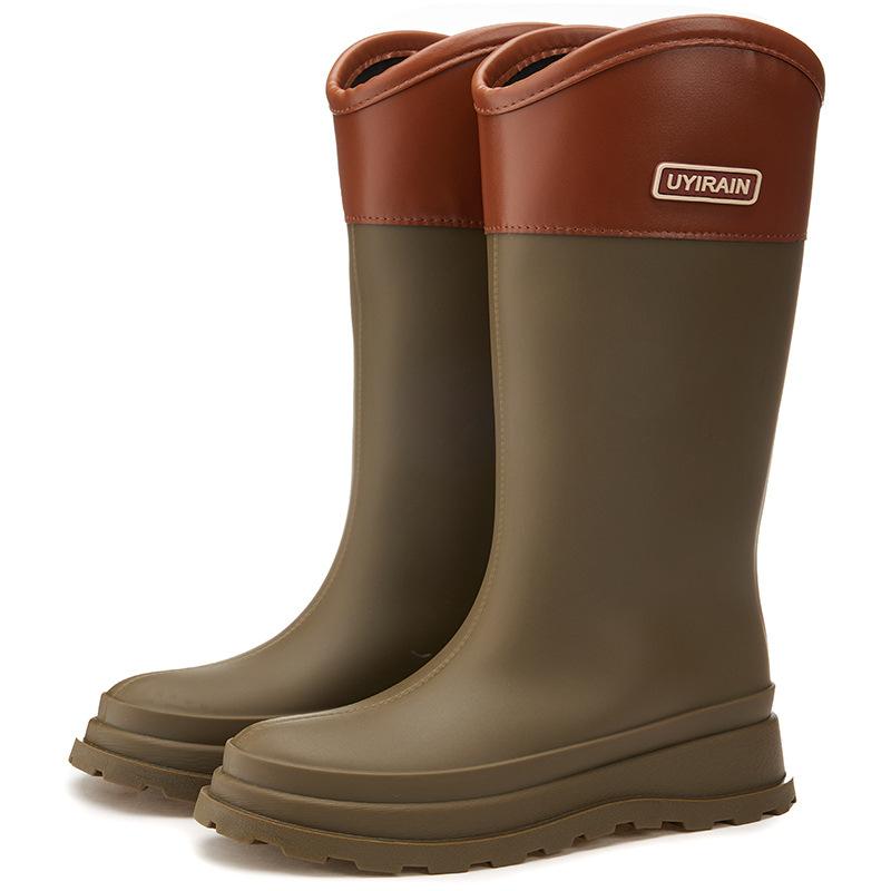 Новые нескользящие дождевые ботинки с круглой головкой для взрослых женщин, резиновые сапоги, верхняя одежда, прослеживаемость по реке, длинная водная обувь, обувь на все сезоны