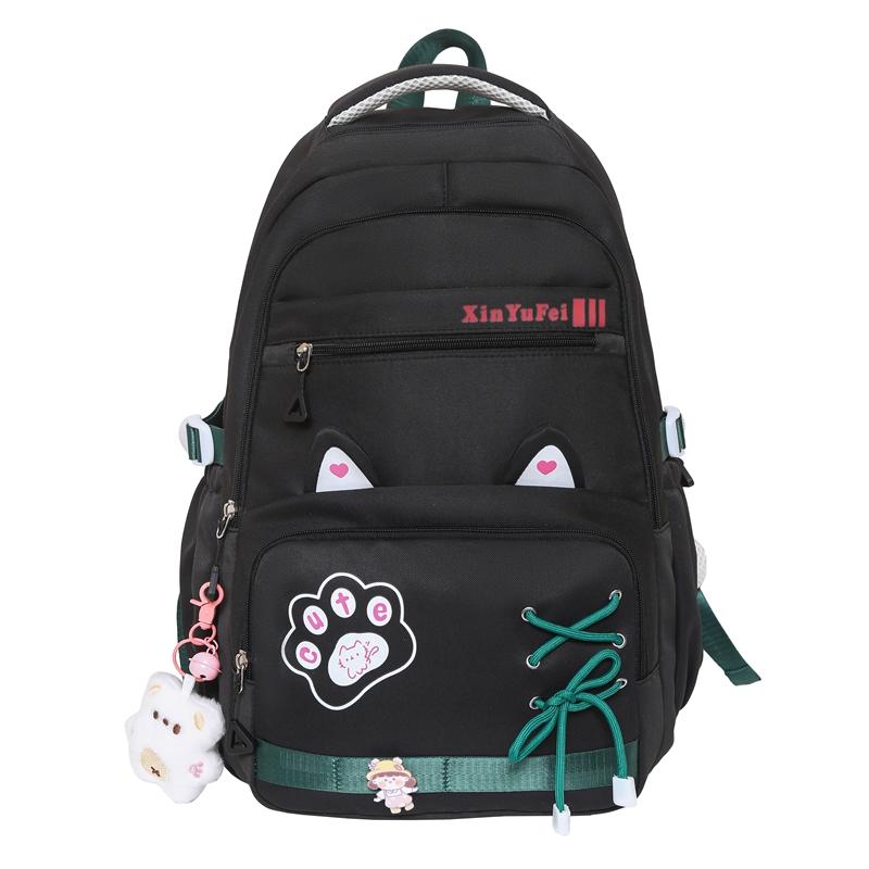 Cartoon Cat Студенческий школьный рюкзак женский легкий рюкзак с несколькими отделениями большой емкости