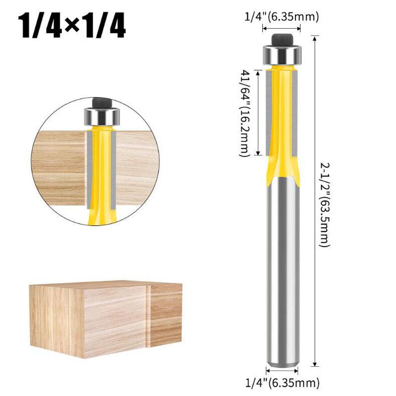 Фреза для обрезки с тремя кромками, деревообрабатывающий фрезер, фрезерный станок, фреза для копирования пазов, фреза для обрезки пазов, хвостовик 6 мм, 1/4 дюйма
