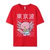 Kawaii Axolotl Eating Ramen Noodles Teens Custom Print T Shirt for Men Family Autumn All Cotton Top T-shirts Hip Hop T Shirt
