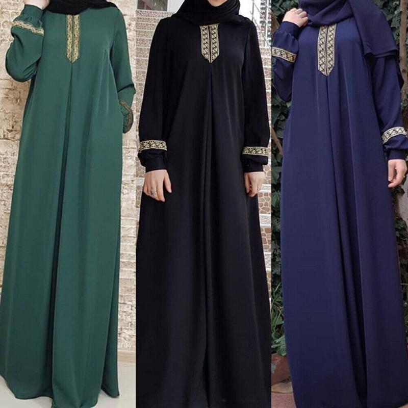 Женские мусульманские платья Абая Молитвенное платье макси Исламское арабское EMA