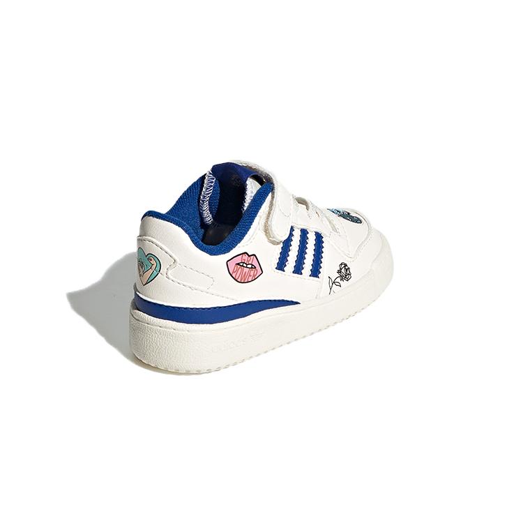 adidas Оригинальные FORUM Low El I Кожаные Низкие Детские Кроссовки Бело-Синие Для Младенцев и Малышей FY2546