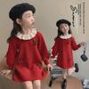 2024 Autumn/Winter Korean Style Cherry Knitted Sweater Dress for Girls