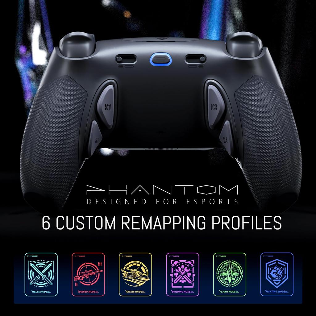 Игровой контроллер HEXGAMING Phantom Pro, версия с датчиком Холла, для и с 4 назначаемыми кнопками на задней панели, 6 8 сменными аналоговыми стиками и регулируемыми адаптивными триггерами