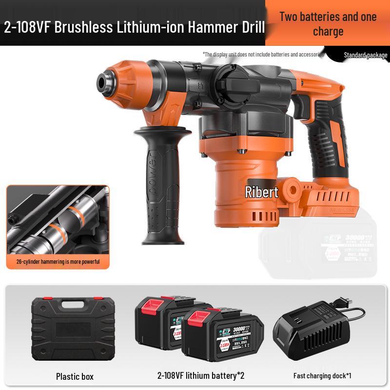 Burkert Cordless Rotary Hammer Drill, Lithium-ion, Heavy-Duty Electric Demolition Hammer for Concrete, Dual-Use with Square Shank.