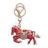 Keychain Pendant Chinese Style Rhinestones-Encrusted Oil Painting 3D Zodiac Horse Design Key Chain Metal Charm Bags Keyring